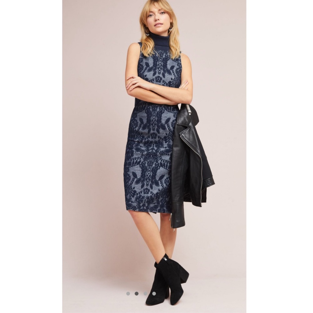 Anthropologie Jacquard Turtleneck Dress